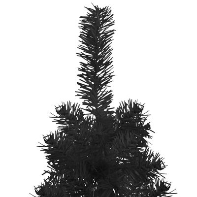 vidaXL Medio árbol de Navidad artificial con soporte negro 150 cm