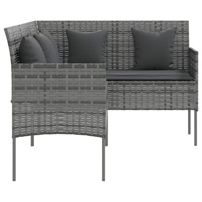 vidaXL Set de sofás en forma de L 5 pzas cojines ratán sintético gris