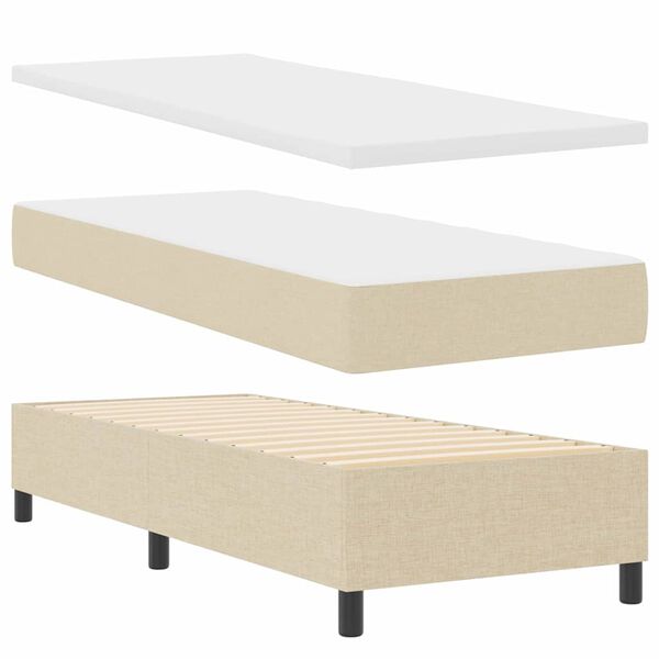 vidaXL Cama tipo Box Spring con colch&oacute;n Crema 80 x 200 cm tela