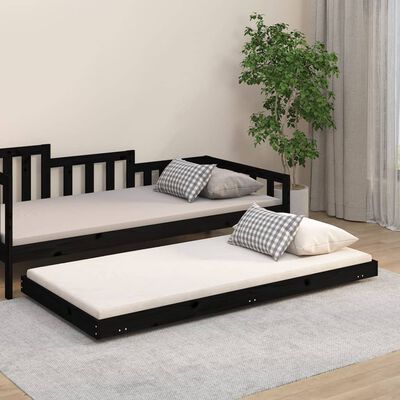 vidaXL Estructura de cama madera maciza de pino negro 90x190 cm