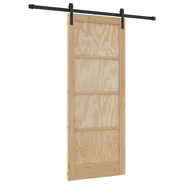 vidaXL Puerta Corredera Natural y negro 83 x 202 cm