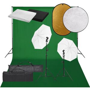 vidaXL Kit de estudio fotogr&aacute;fico con set de luces, fondo y reflector