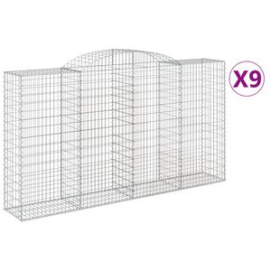 vidaXL Cestas de gaviones 9 uds forma de arco hierro 300x50x160/180 cm