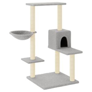 vidaXL Rascador para gatos con postes de sisal gris claro 95 cm