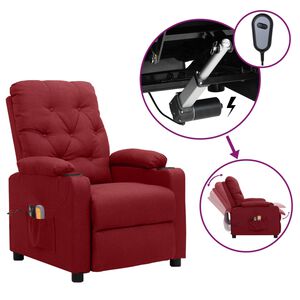 vidaXL Sill&oacute;n de masaje el&eacute;ctrico tela rojo tinto