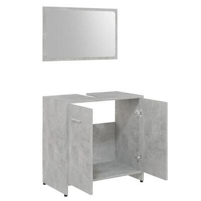 vidaXL Juego muebles de baño 3 piezas madera ingeniería gris hormigón
