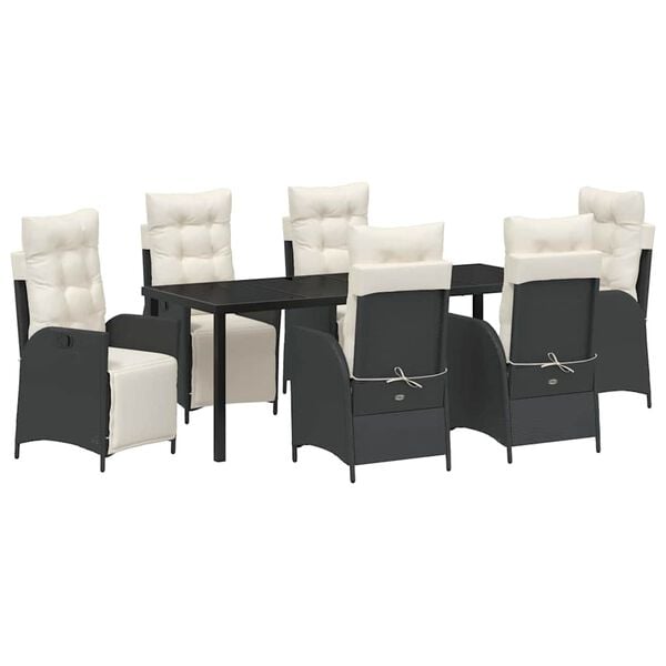 vidaXL Conjunto de Comedor de Jard&iacute;n 7 pcs Negro rat&aacute;n sint&eacute;tico