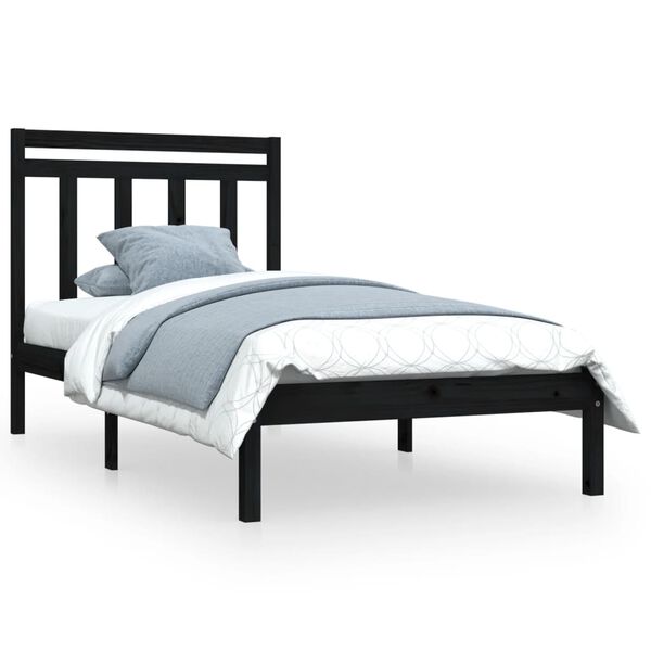 vidaXL Estructura de cama madera maciza negro 100x200 cm