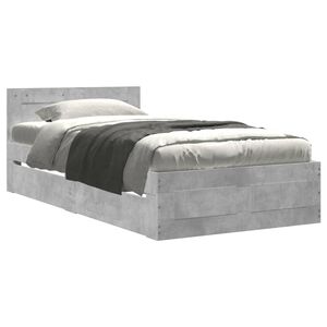vidaXL Cama con cabecero madera de ingenier&iacute;a gris hormig&oacute;n 90x200 cm