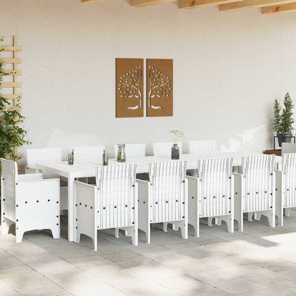 vidaXL Conjunto de Comedor de Jard&iacute;n con coj&iacute;n 13 pcs Blanco