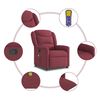 vidaXL Sillón de masaje reclinable de tela color vino tinto