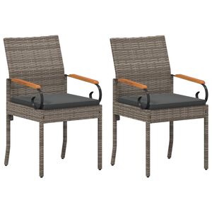 vidaXL Sillas de jard&iacute;n 2 pcs Gris y Gris Oscuro Polirat&aacute;n y Acacia