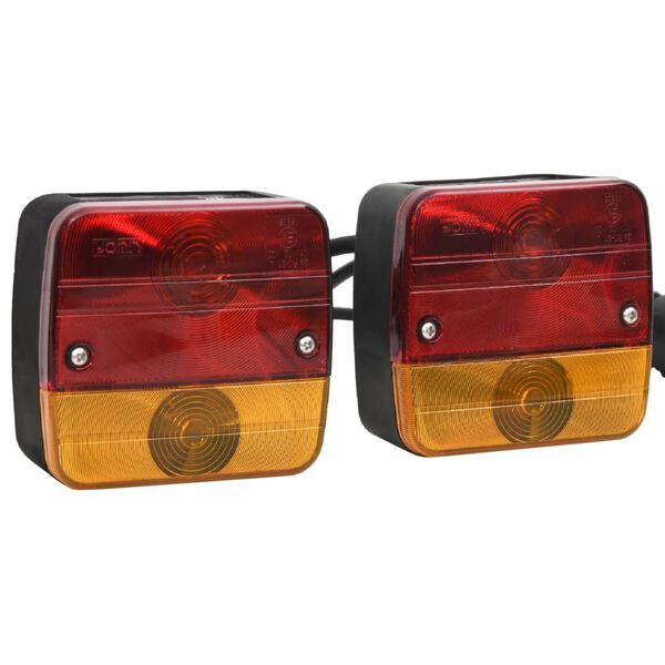 vidaXL Luces de remolque 2 uds bombilla cl&aacute;sica rojo 12 V 10,5x5x9,5cm