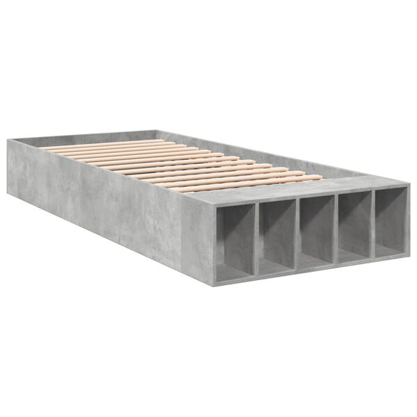 vidaXL Estructura de cama madera de ingenier&iacute;a gris hormig&oacute;n 90x190 cm
