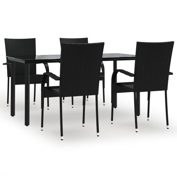 vidaXL Juego de comedor de jardín 5 piezas ratán sintético negro