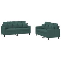 vidaXL Juego de sofás con cojines 2 piezas terciopelo verde oscuro