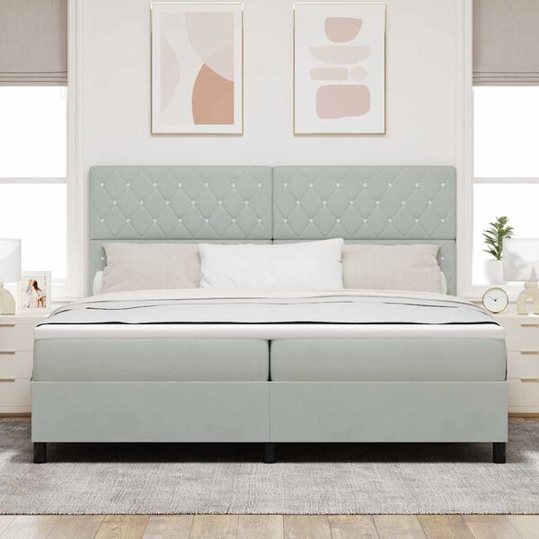 vidaXL Cama tipo Box Spring Gris Claro 200 x 200 cm Terciopelo