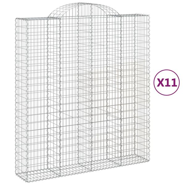 vidaXL Cestas de gaviones 11 uds forma de arco hierro 200x50x220/240cm