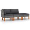 vidaXL Set muebles de jard&iacute;n 3 pzas rat&aacute;n sint&eacute;tico madera eucalipto