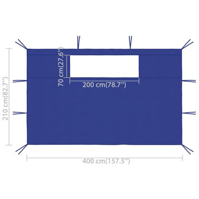 vidaXL Paredes laterales de cenador con ventana 2 uds azul 4x2,1 m