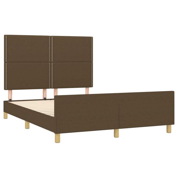 vidaXL Cama sin colch&oacute;n tela marr&oacute;n oscuro 140x190 cm