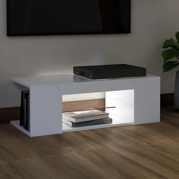 vidaXL Mueble de TV con luces LED blanco 90x39x30 cm