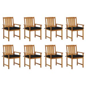 vidaXL Sillas de jard&iacute;n con cojines 8 uds madera maciza de acacia
