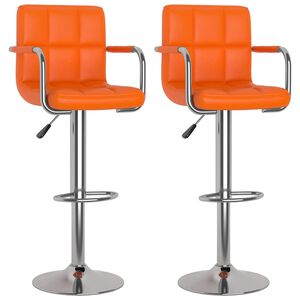 vidaXL Taburetes de cocina 2 unidades cuero sint&eacute;tico naranja