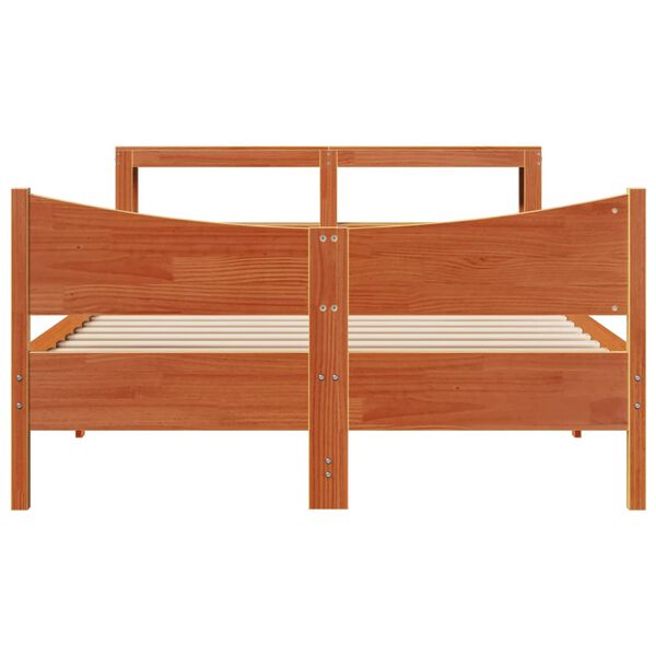 vidaXL Estructura cama con cabecero madera pino marr&oacute;n cera 120x200 cm