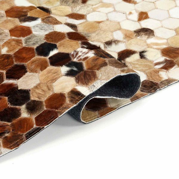 vidaXL Alfombra de Piel Parcheada de Piel de Vaca Marr&oacute;n 170 x 120 cm