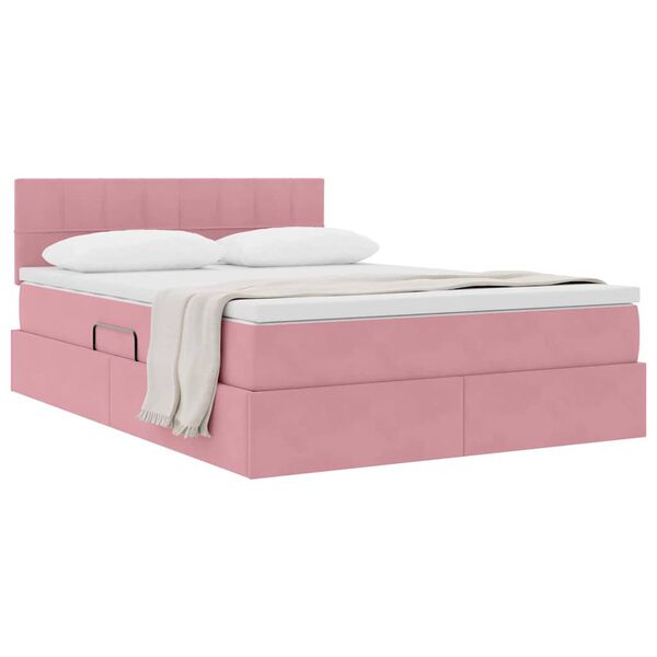 vidaXL Cama con almacenamiento Rosa 140 x 200 cm Terciopelo