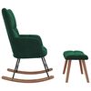 vidaXL Silla mecedora con reposapi&eacute;s terciopelo verde oscuro
