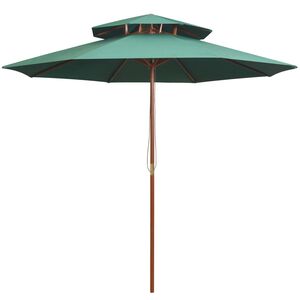 vidaXL Sombrilla de dos pisos con palo de madera verde 270x270 cm