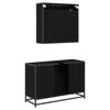 vidaXL Juego de muebles de ba&ntilde;o 2 pcs Roble Negro Madera contrachapada