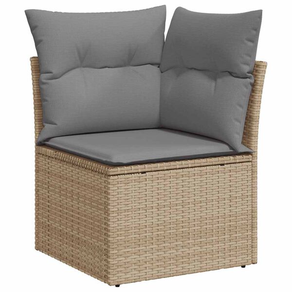 vidaXL Set sof&aacute;s jard&iacute;n y cojines 8 pzas rat&aacute;n sint&eacute;tico acacia beige