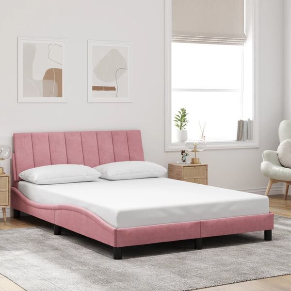 vidaXL Estructura de cama sin colch&oacute;n Hanko terciopelo rosa 120x200 cm