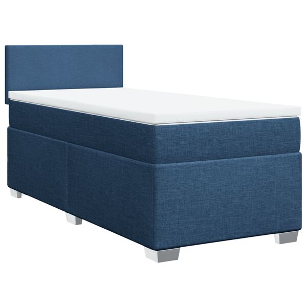vidaXL Cama box spring con colchón tela azul 90x190 cm