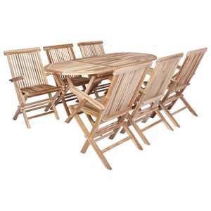 vidaXL Conjunto de Muebles de Jard&iacute;n 7 uds. Natural