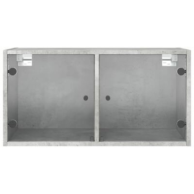 vidaXL Mueble de pared puertas de vidrio gris hormigón 68,5x37x35 cm