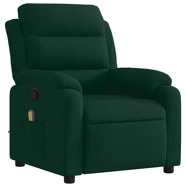 vidaXL Sill&oacute;n de masaje reclinable de terciopelo verde oscuro