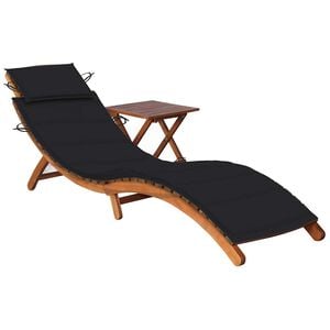 vidaXL Tumbona de jard&iacute;n con mesa y coj&iacute;n madera maciza de acacia