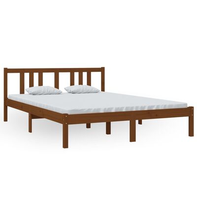 vidaXL Estructura de cama madera maciza marrón miel 140x200 cm