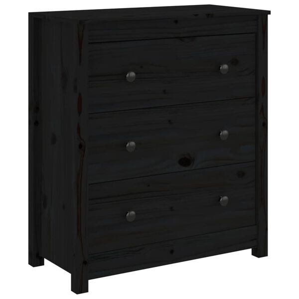vidaXL Aparador de madera maciza de pino negro 70x35x80 cm