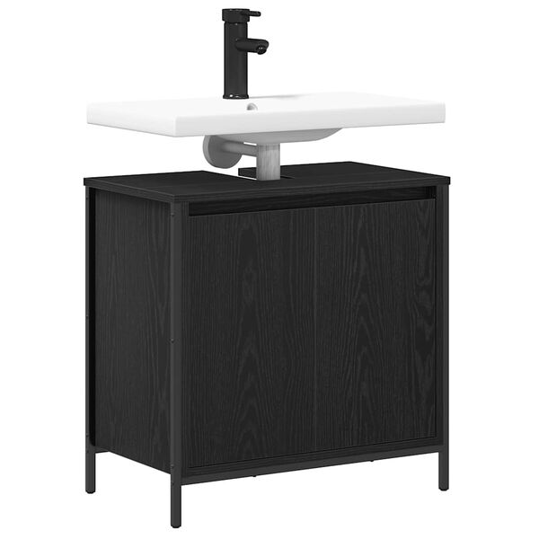 vidaXL Mueble de ba&ntilde;o con lavabo negro 60x34,5x60 cm
