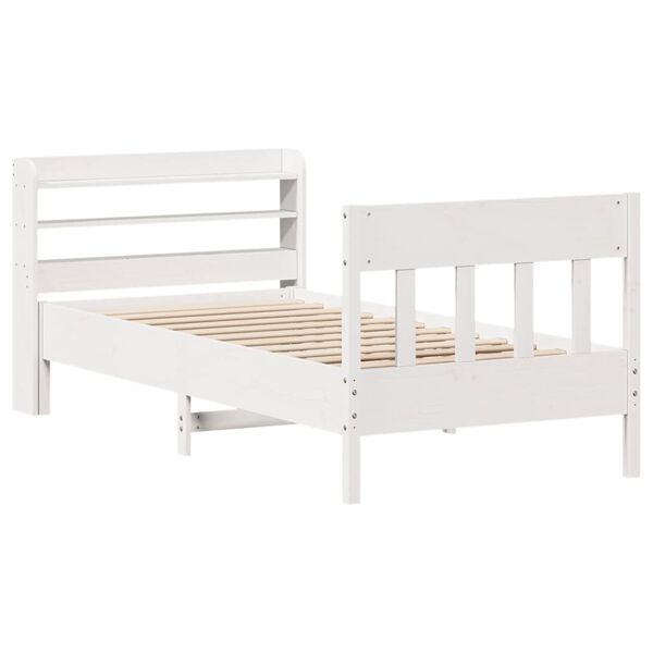 vidaXL Estructura de cama sin colchón madera maciza blanca 75x190 cm
