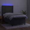 vidaXL Cama box spring colch&oacute;n y LED terciopelo gris oscuro 100x200 cm