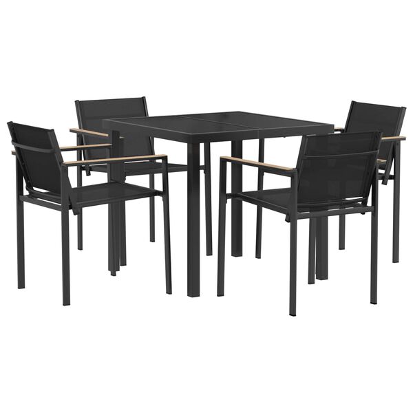 vidaXL Juego de muebles de exterior 5 pcs Negro y Antracita Textileno