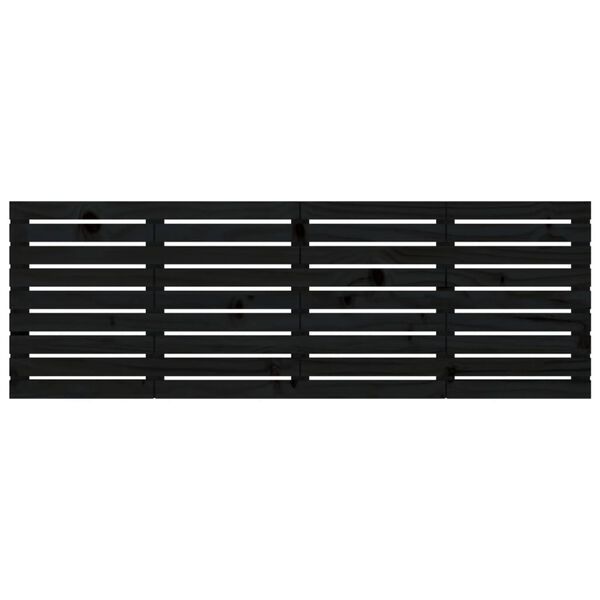 vidaXL Cabecero de cama de pared madera maciza pino negro 186x3x63 cm