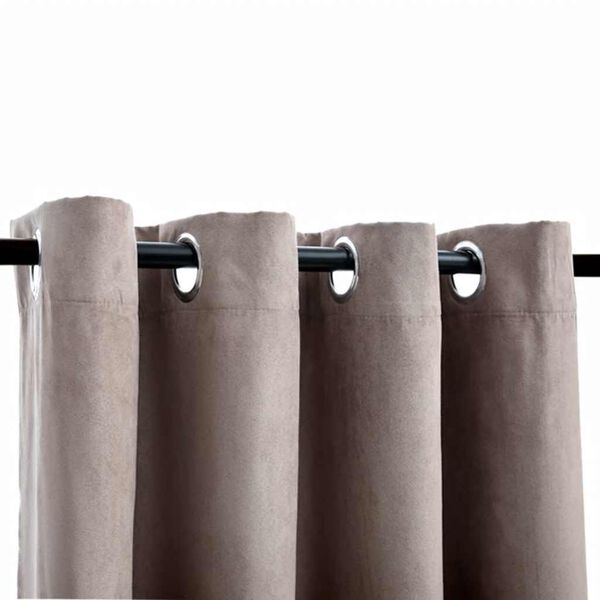 vidaXL Cortinas opacas con anillas de metal 2 pzs gris topo 140x175 cm