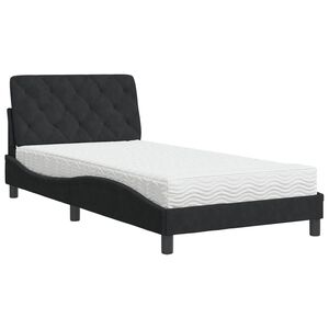 vidaXL Cama con colch&oacute;n terciopelo negro 100x200 cm